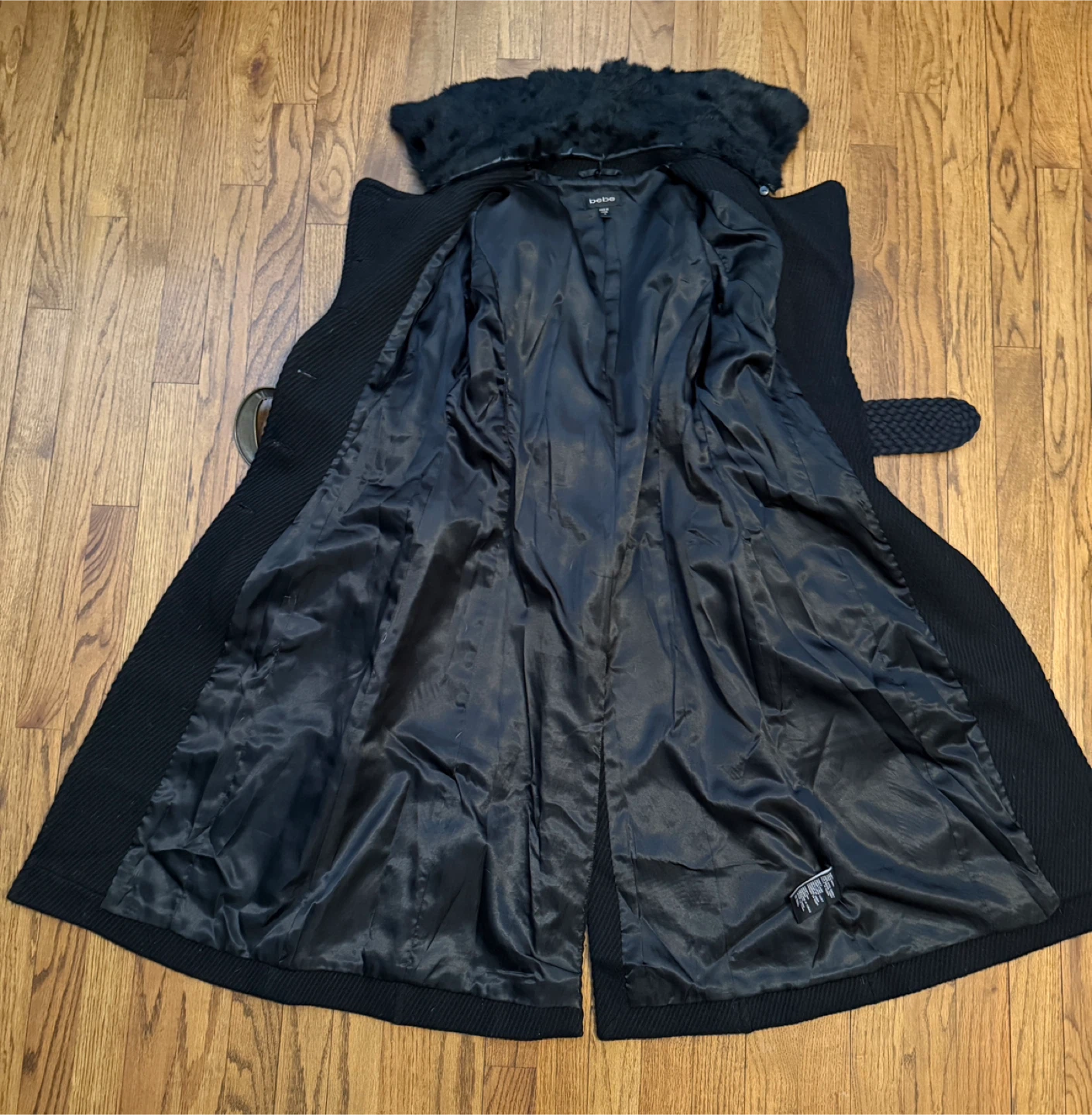 Pre-Loved Bebe Tweed Fur Trim Belted Coat 🏆 - photo 4