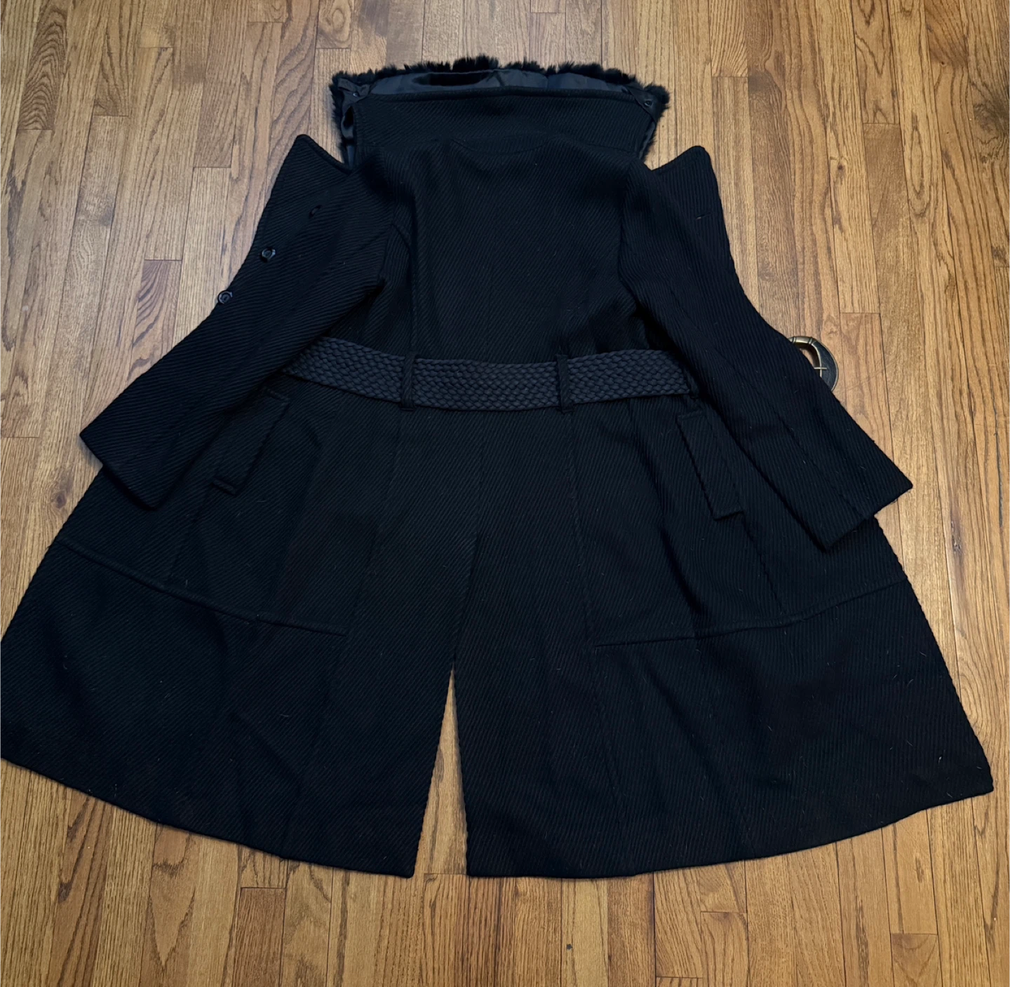 Pre-Loved Bebe Tweed Fur Trim Belted Coat 🏆 - photo 2