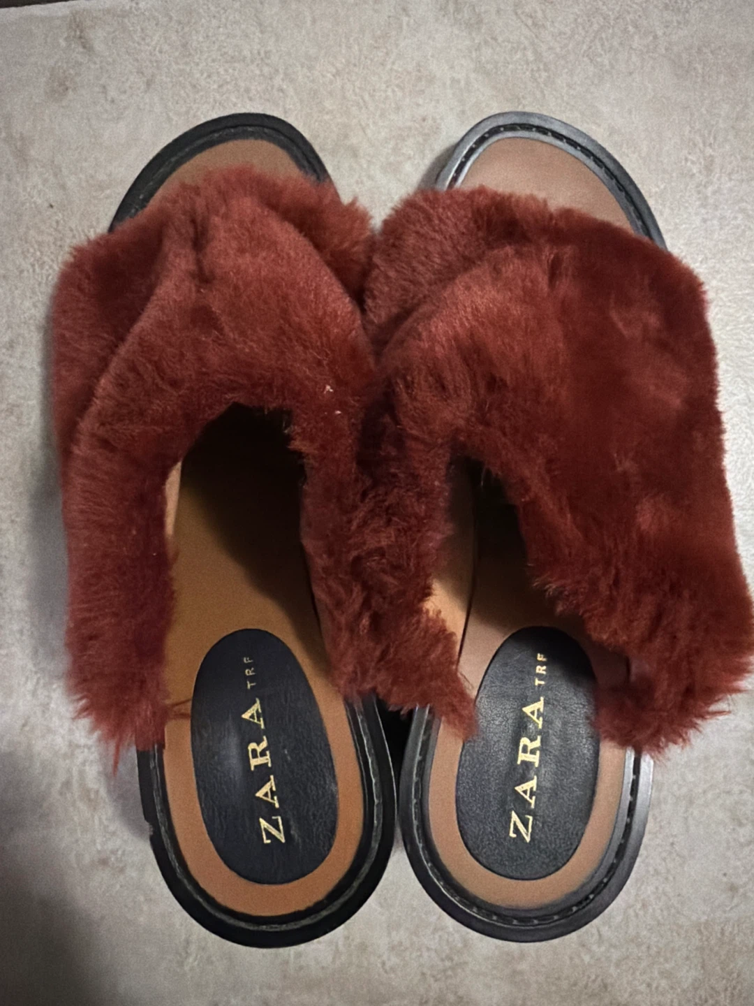 ZARA TRF Faux Fur Heeled Slides 🏆