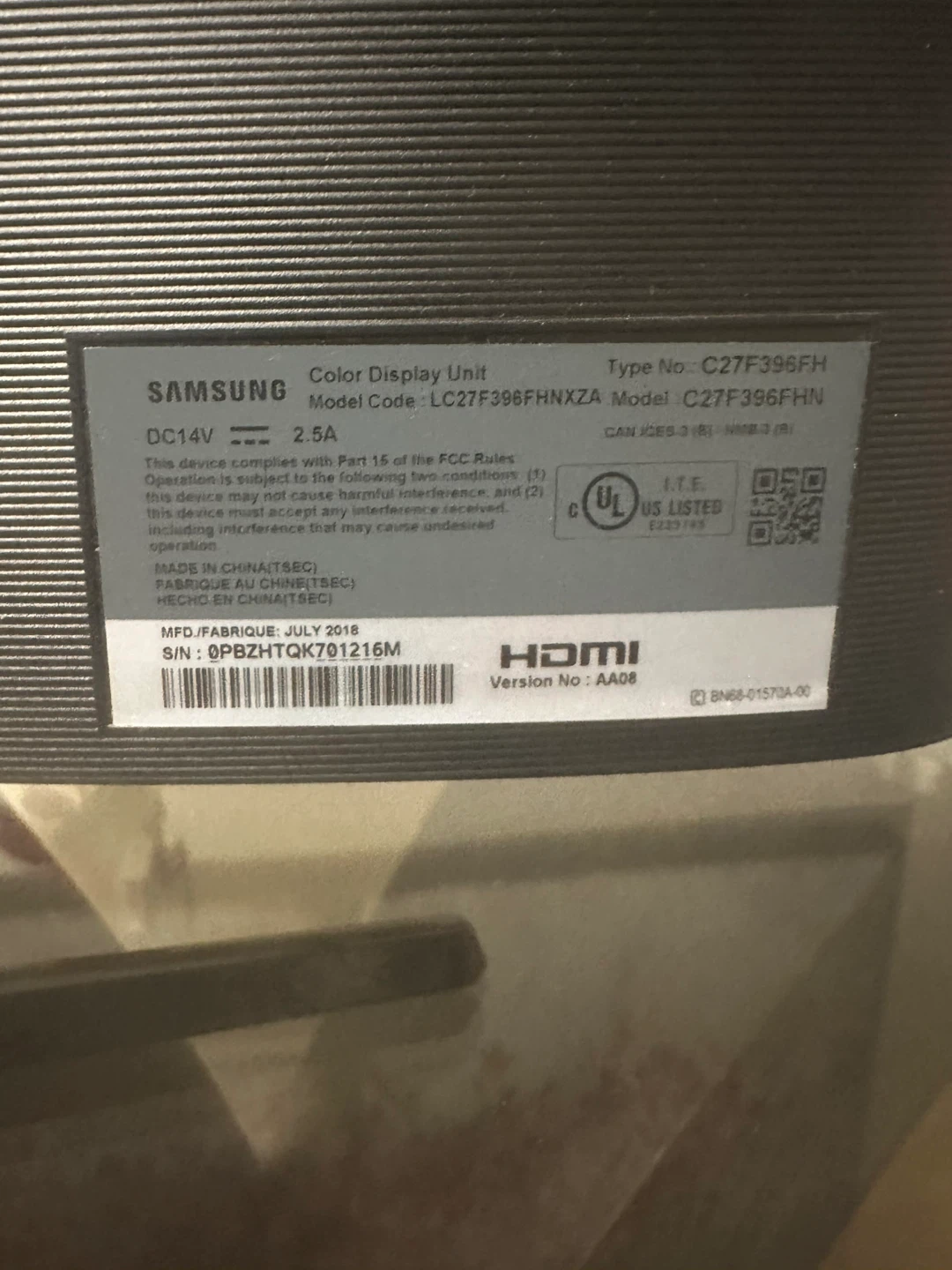 Samsung C27F396FH 27" Curved Monitor - photo 3