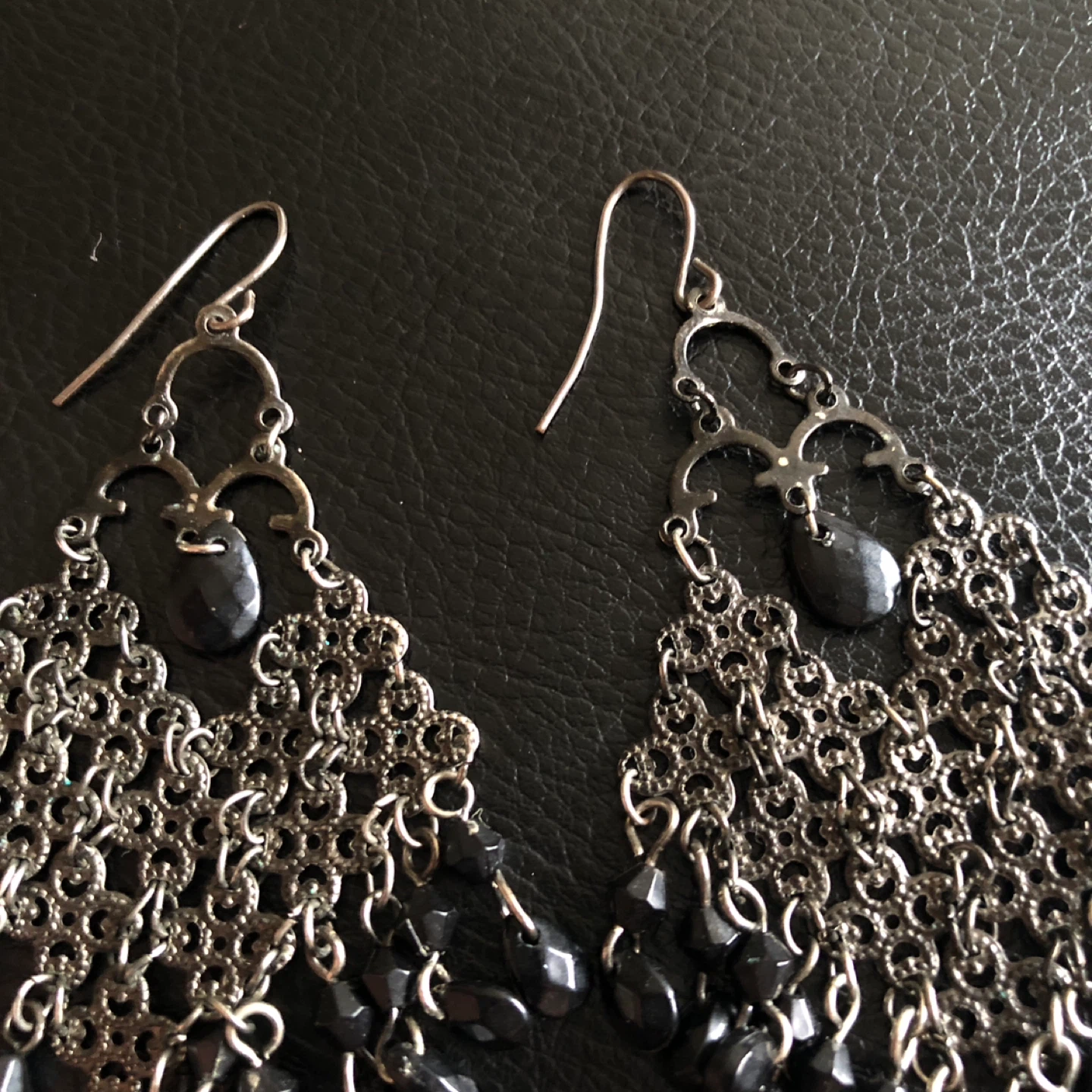 Black Chandelier Earrings with Faceted Beads - photo 3