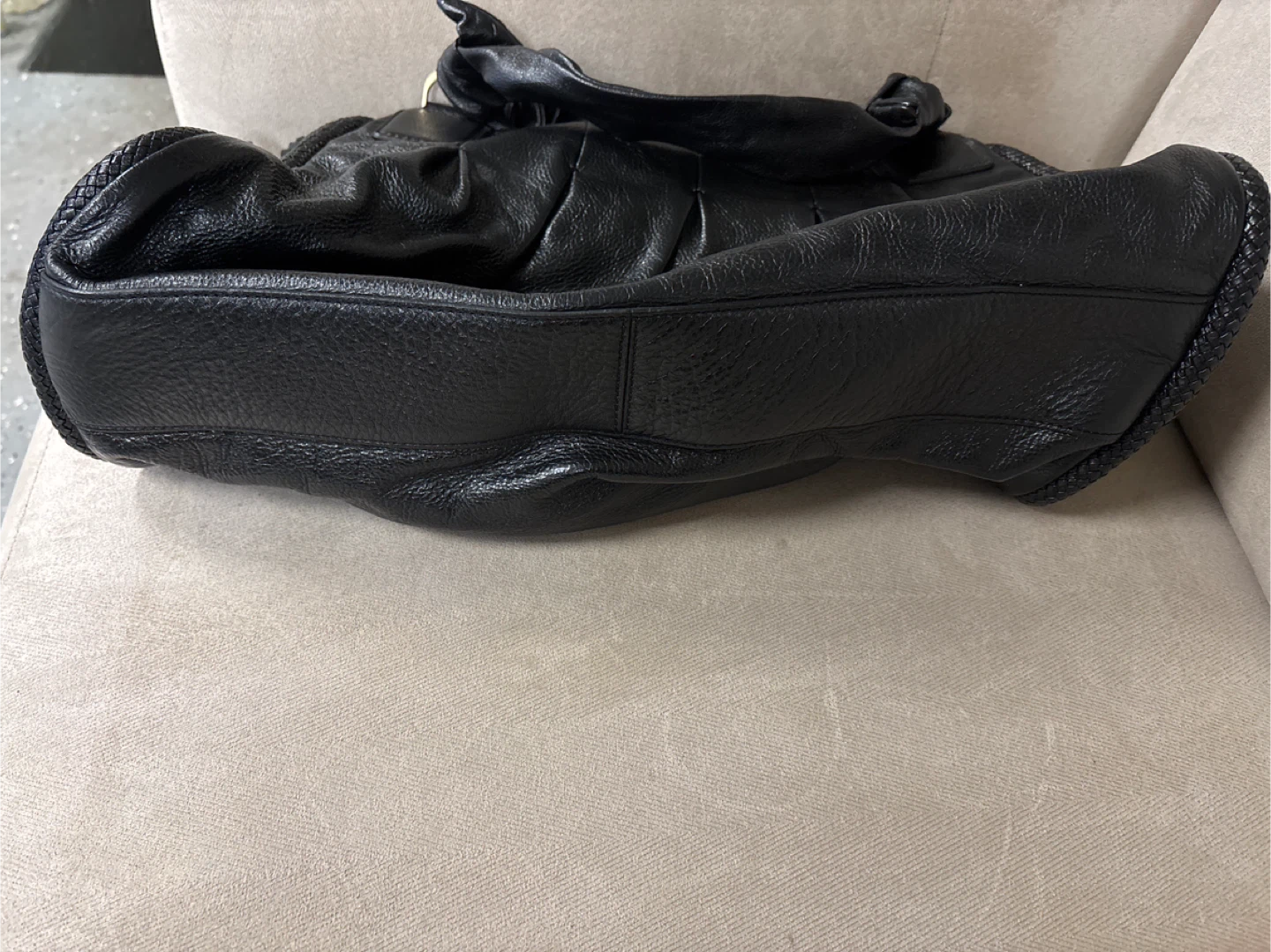 Cole Haan Black Leather Hobo Handbag with Tassel Detail - photo 4
