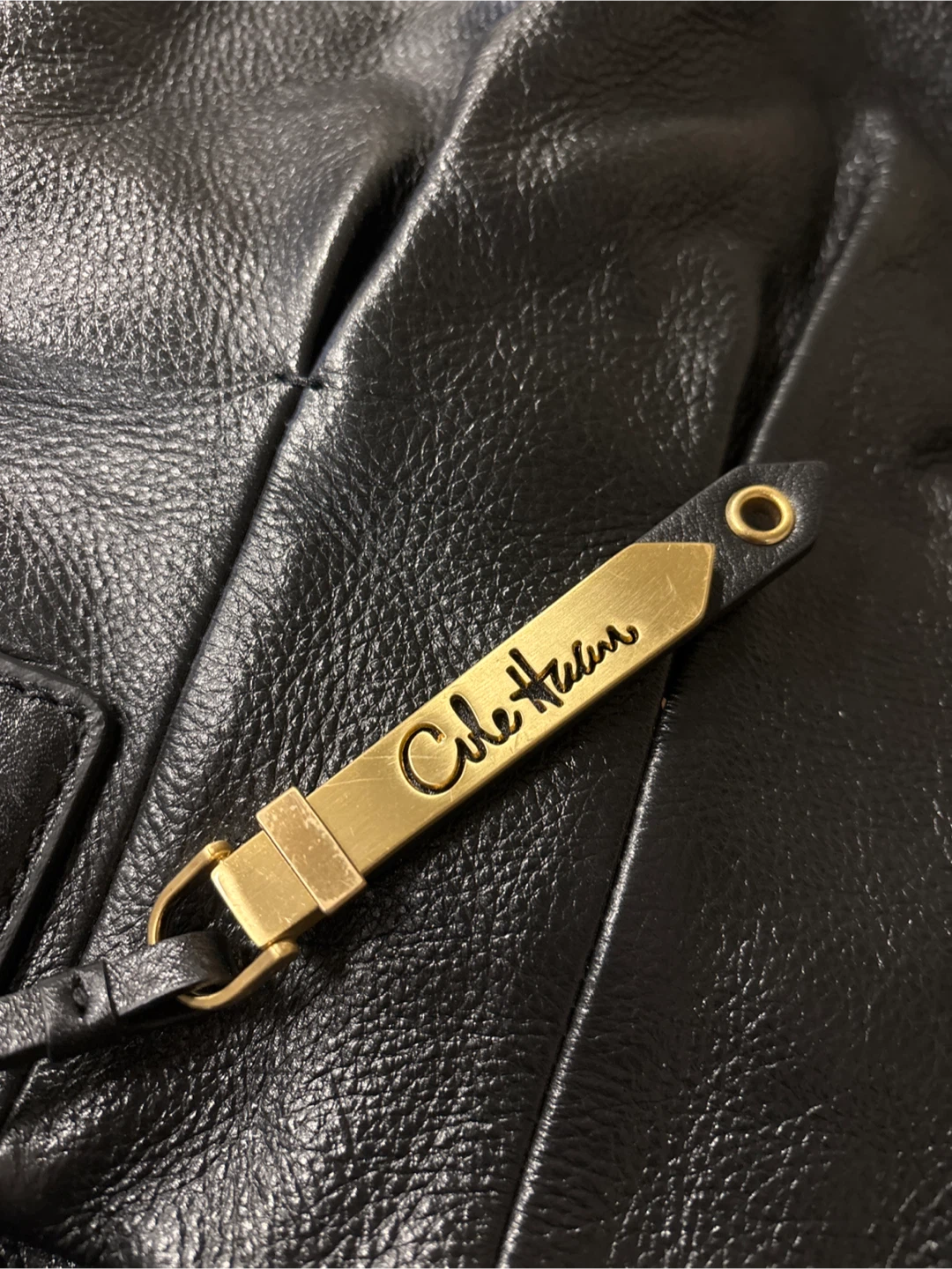 Cole Haan Black Leather Hobo Handbag with Tassel Detail - photo 2