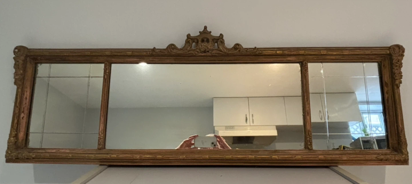 Ornate Gold Framed Multi-Pane Mirror