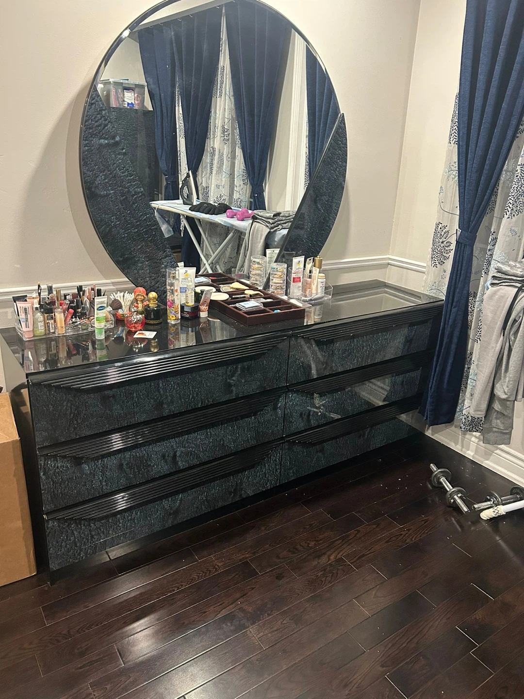 Black Faux Wood Dresser and Wardrobe Set