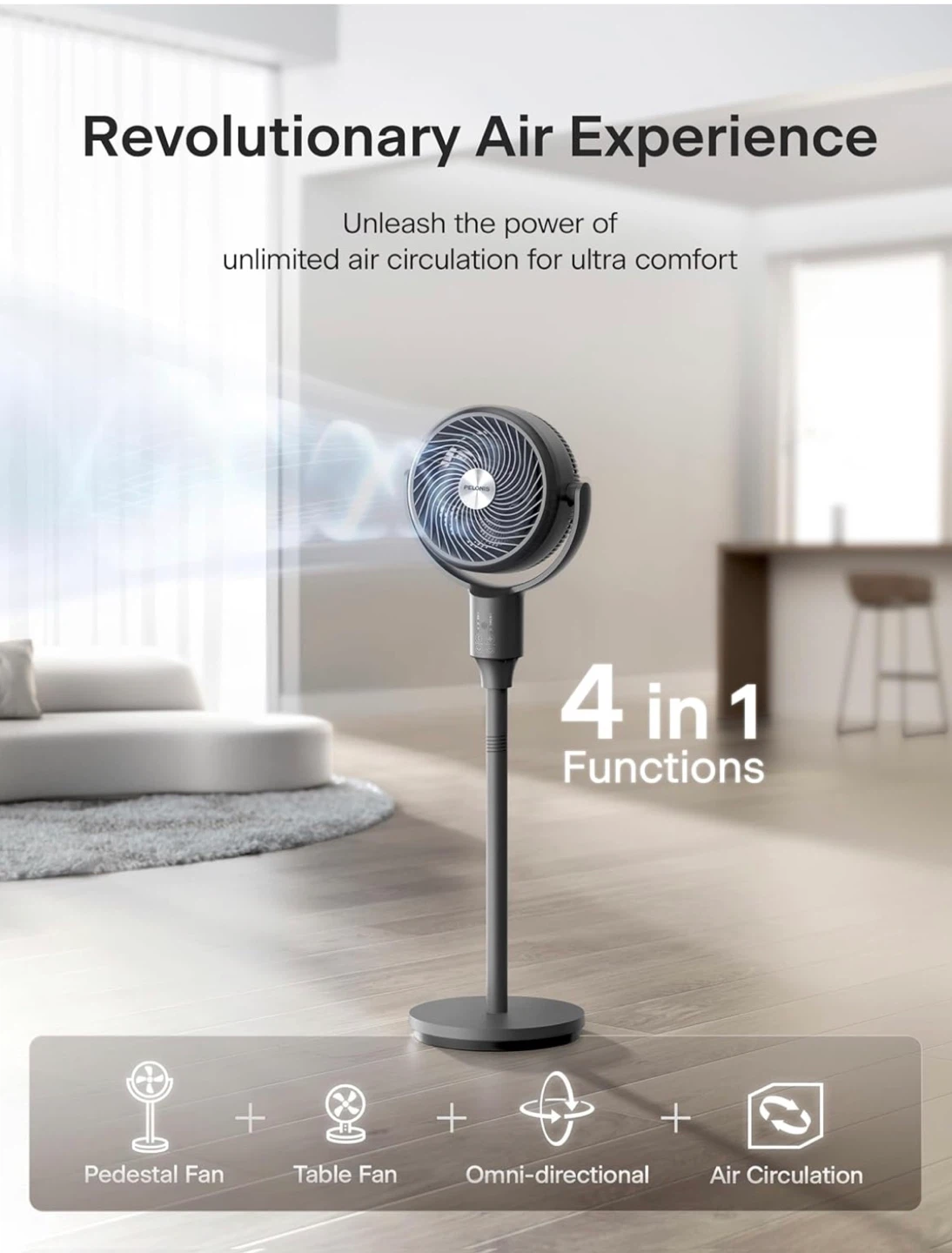Pelonis 4-in-1 Pedestal Fan 🏆 - photo 4
