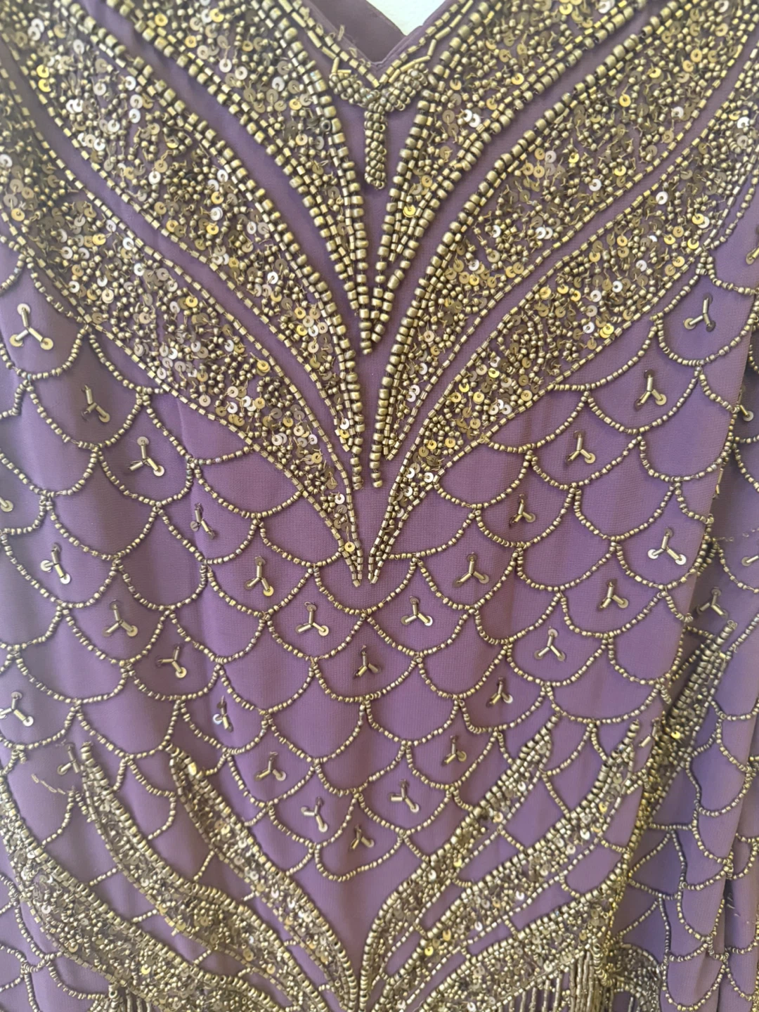 Purple and Gold Beaded Flapper Dress Size Small - photo 4