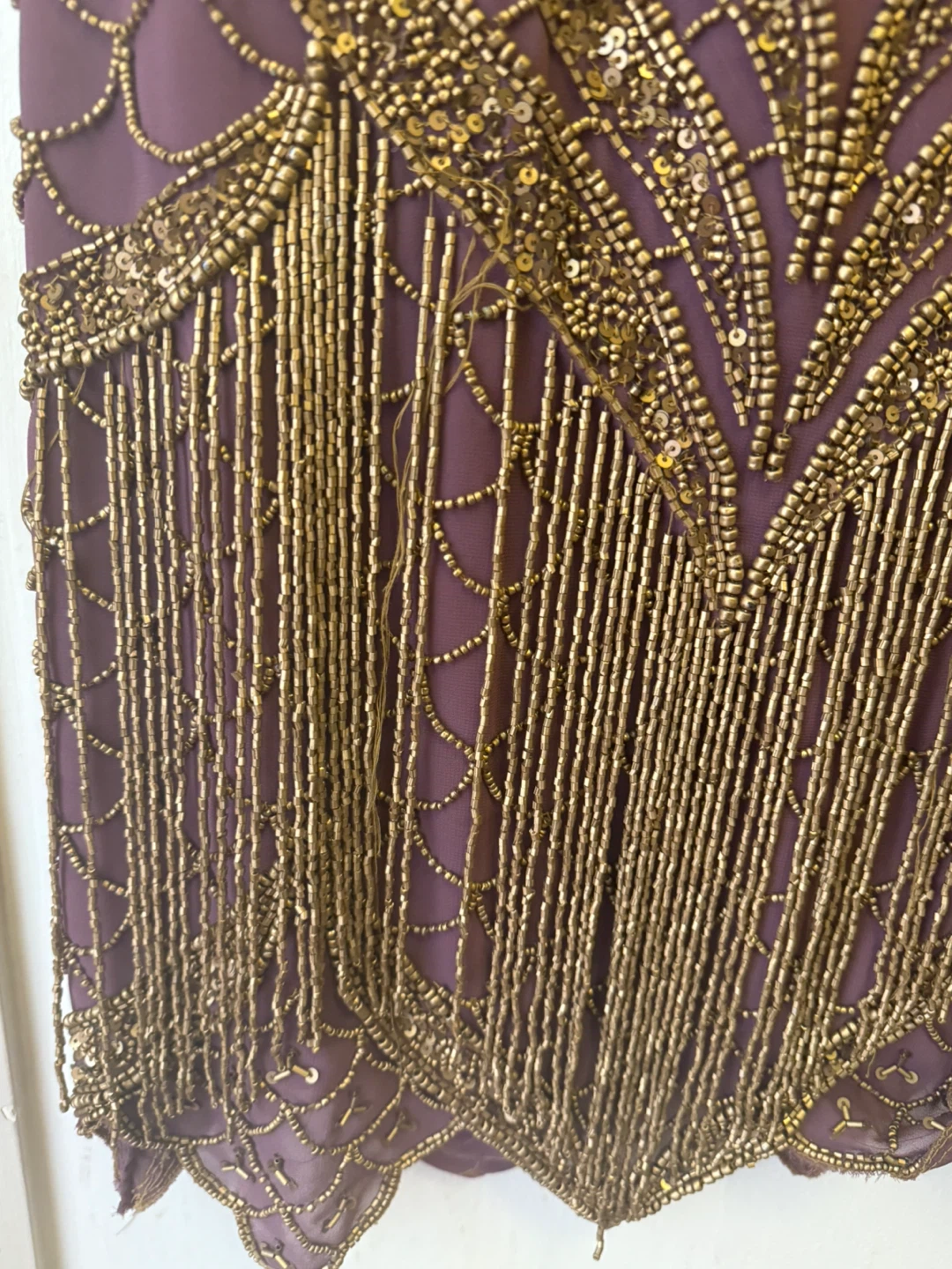 Purple and Gold Beaded Flapper Dress Size Small - photo 5
