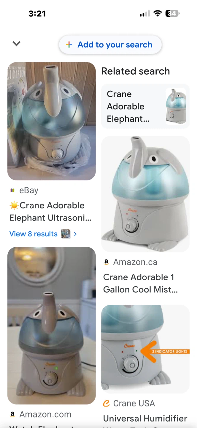 Crane Adorable Elephant Cool/Hot Mist Humidifier - photo 2