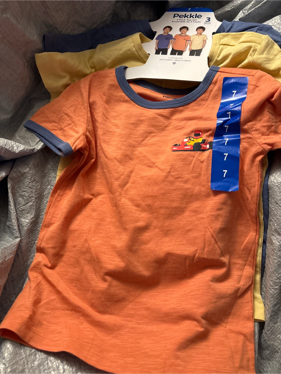 Pekkle Boys 3 Pack Tops Set Size 7