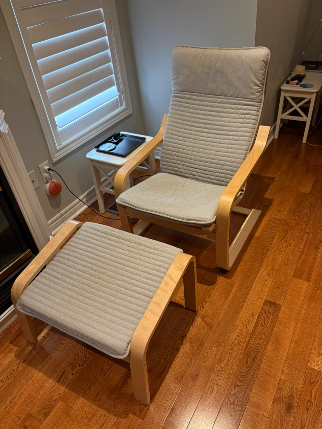 IKEA POÄNG Armchair and Footstool.