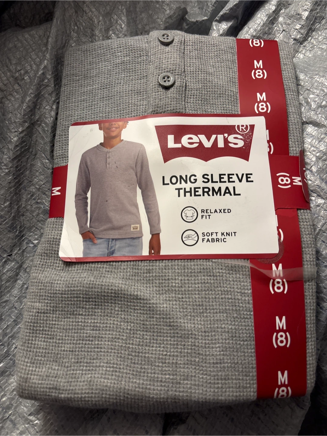 Levi's Boys Long Sleeve Thermal Grey Heather Size M (8)