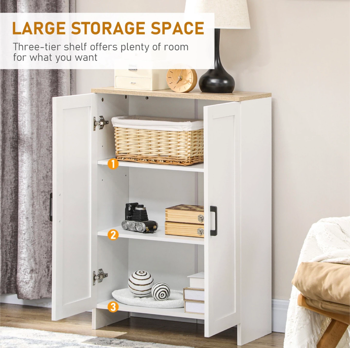 HOMCOM White 2-Door Storage Cabinet 🥕 - photo 4