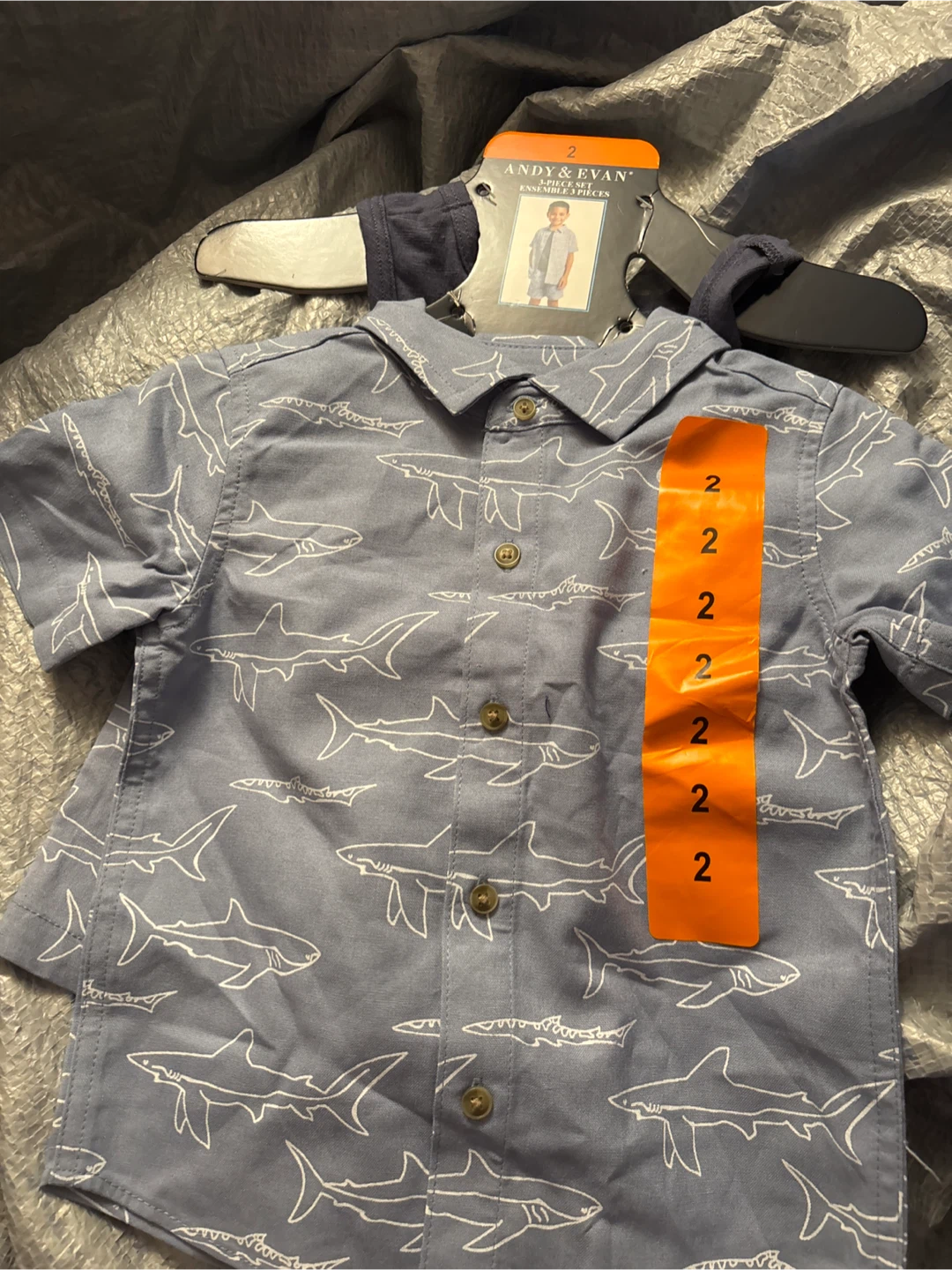 Andy & Evan Boys Shark Print 3-Piece Set Size 2