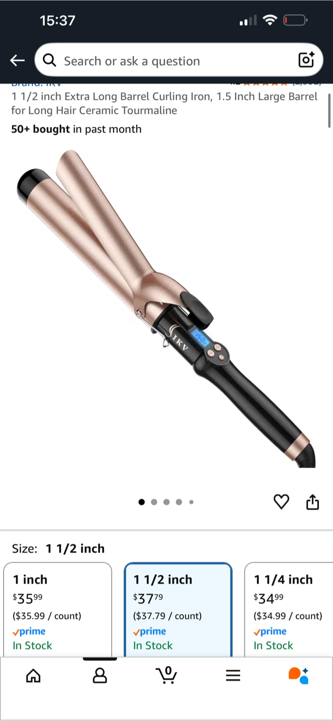 1 1/2 inch Extra Long Barrel Curling Iron Ceramic Tourmaline