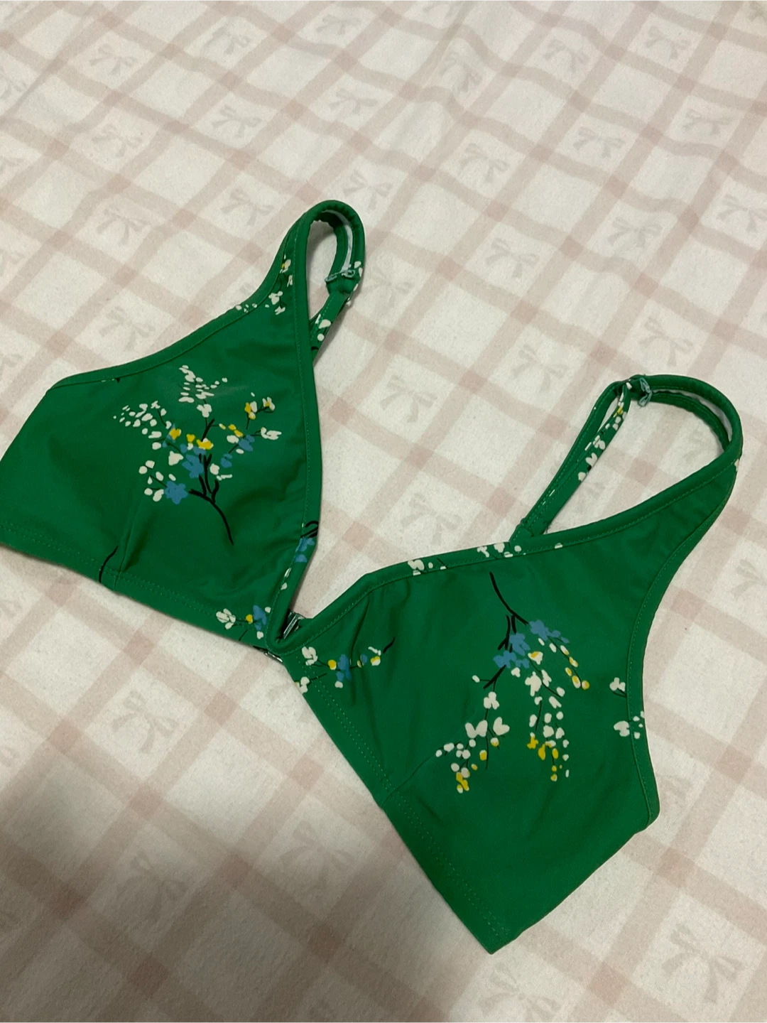 ICHI Green Floral Bikini Top XS