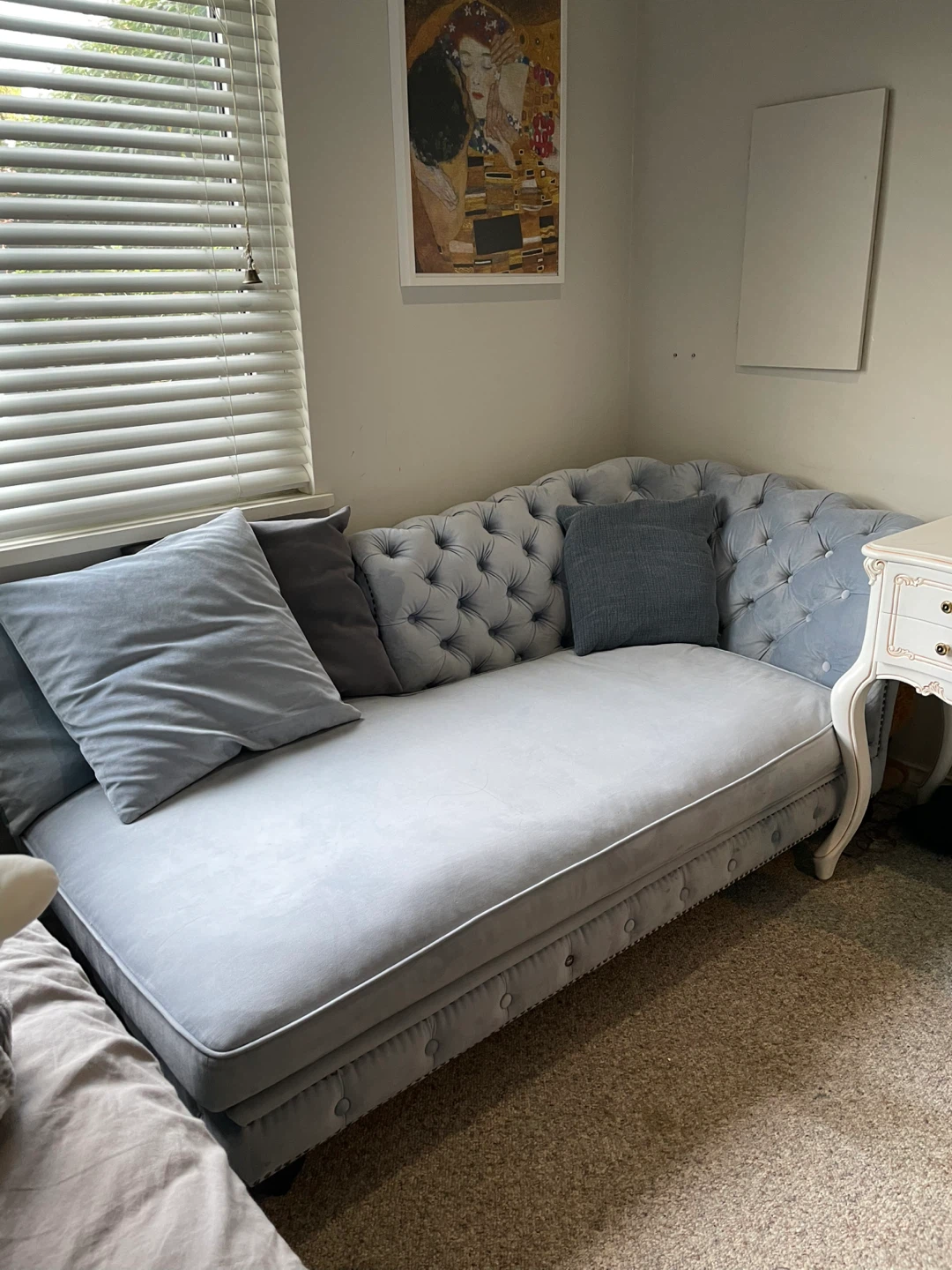 Chesterfield Chaise Lounge Sofa - Light Blue