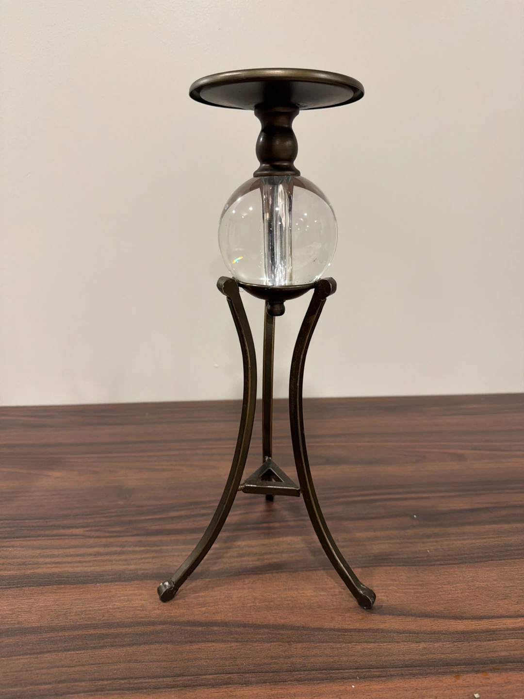 Glass and Metal Candlestick Holder