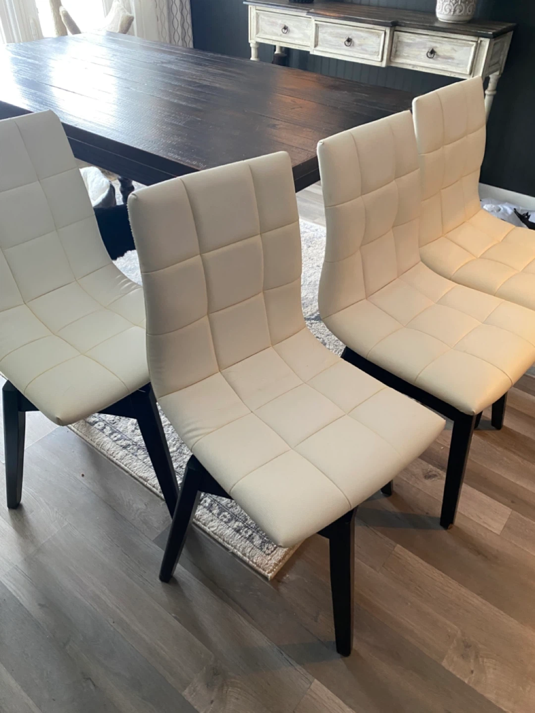 Set of 4 vegan  Leather Dining Chairs