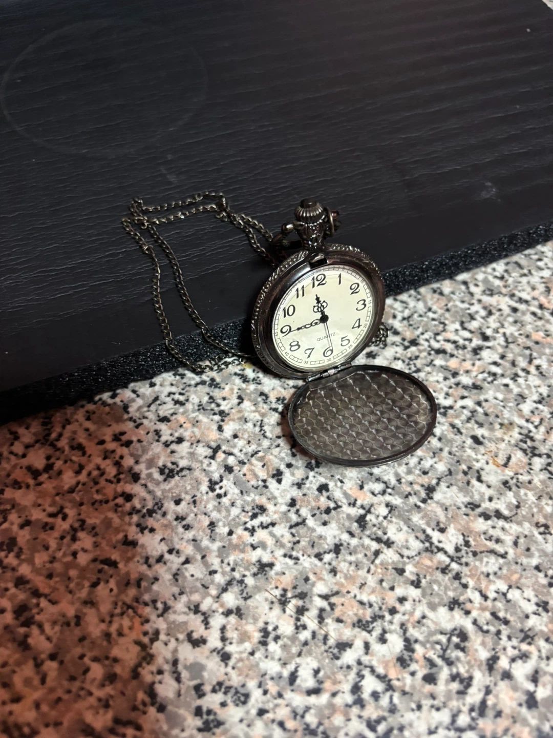 Gothic Skull Pocket Watch with Chain