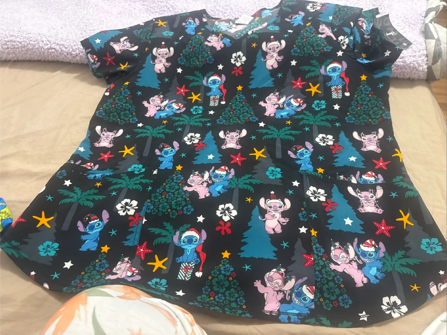 Lilo & Stitch Christmas Scrub Top