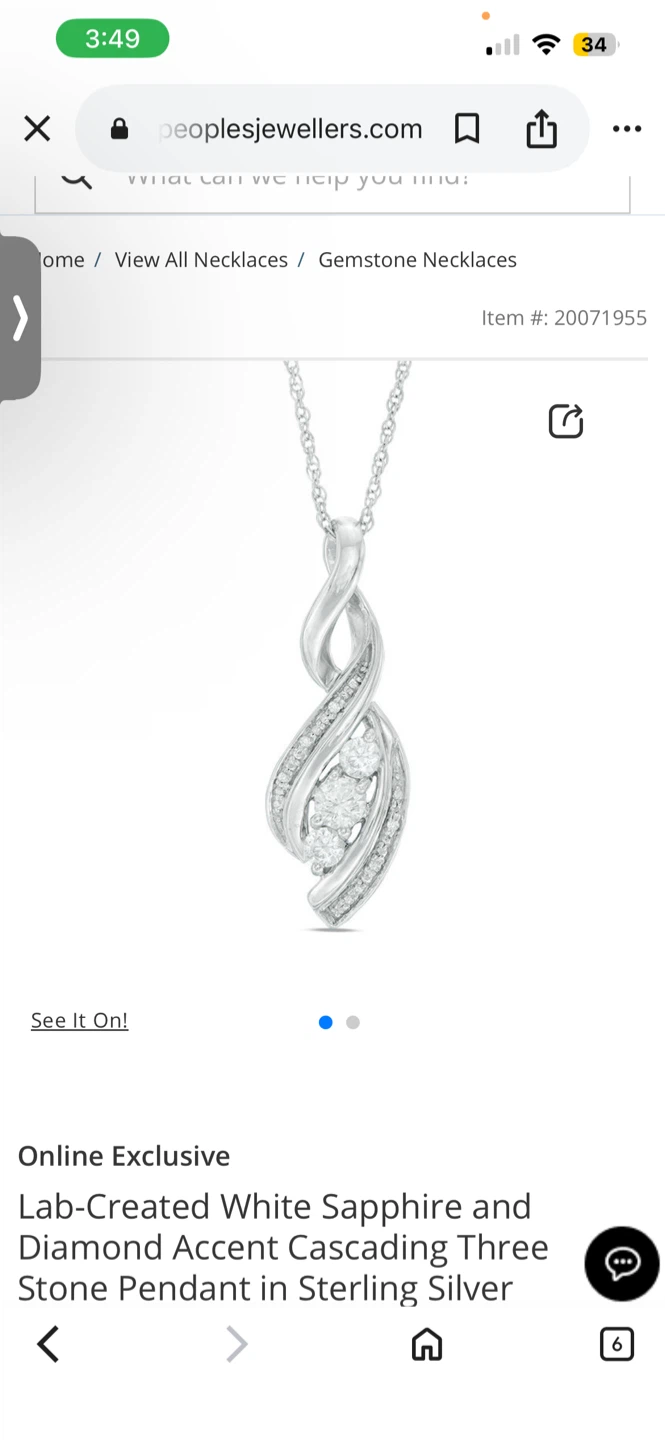 People’s jewellers original lab grown white saffire necklace
