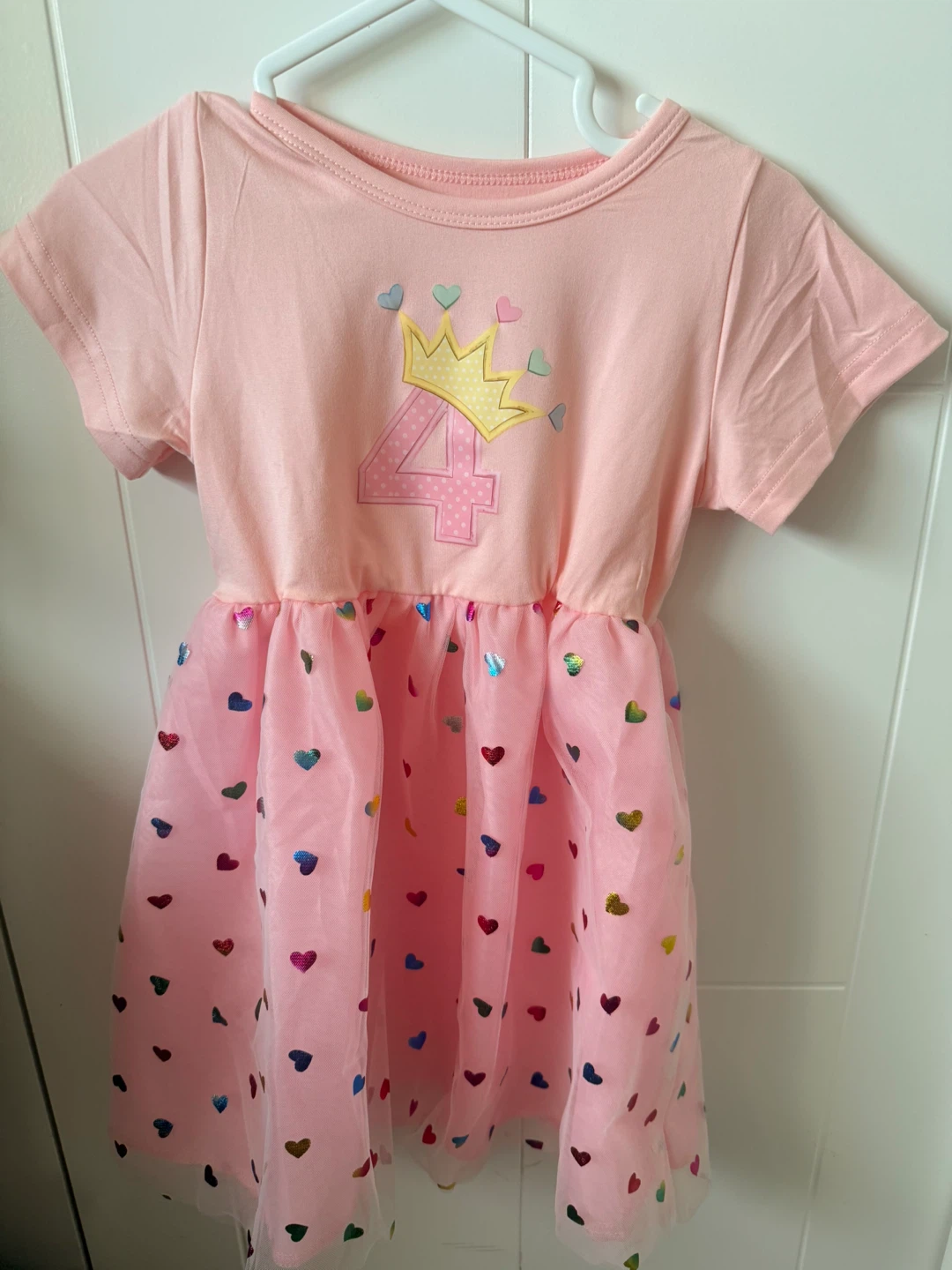 Girls Pink Heart Tutu Dress - Size 4