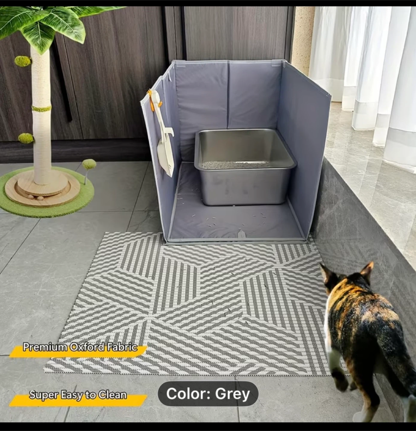 Grey Oxford Fabric Litter Box Enclosure - photo 4