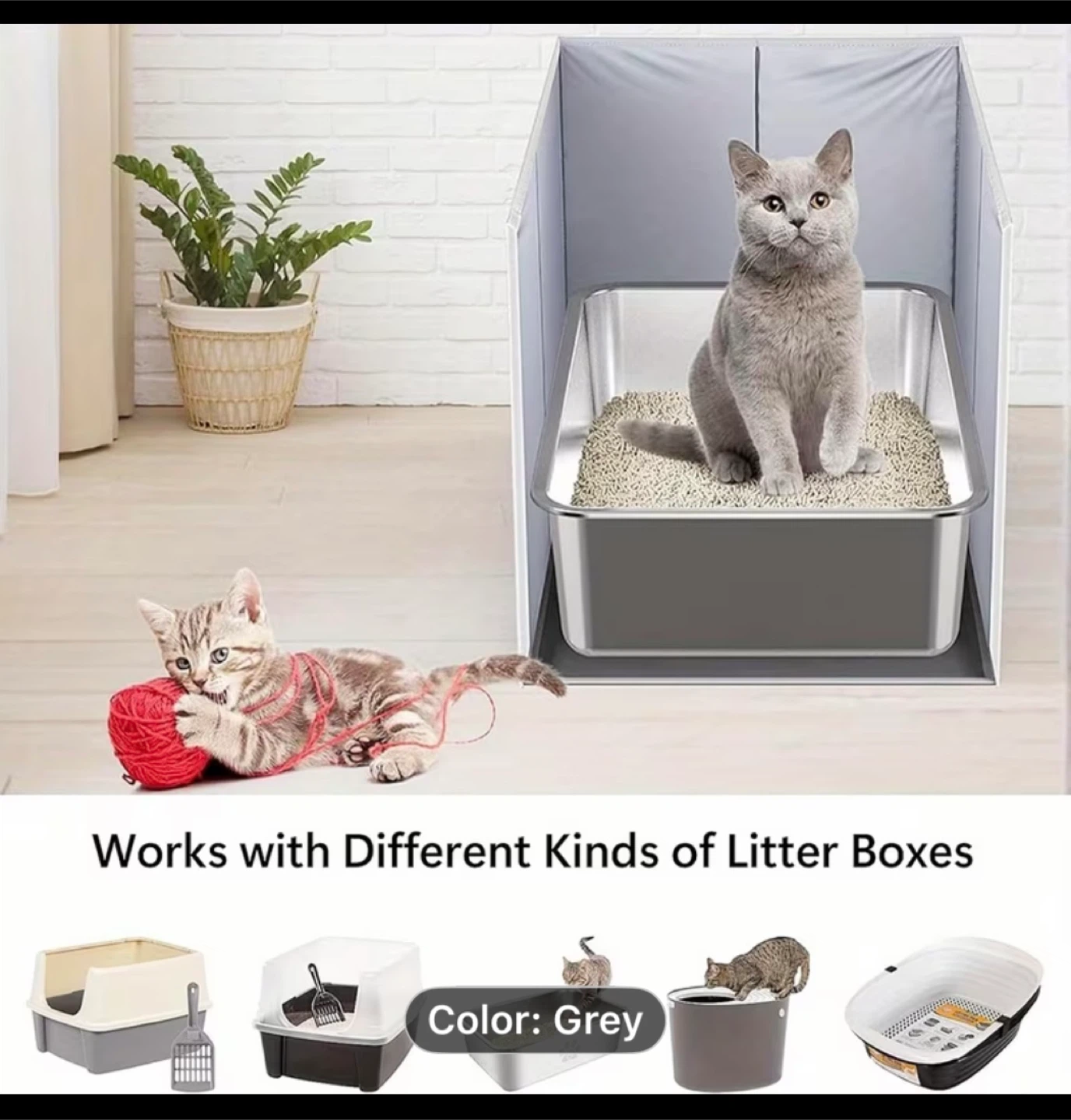 Grey Oxford Fabric Litter Box Enclosure - photo 5
