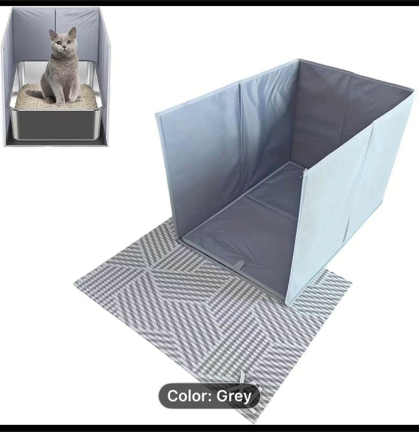 Grey Oxford Fabric Litter Box Enclosure