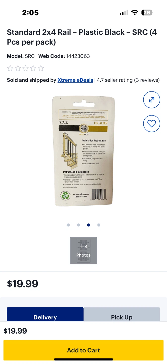 NuvoIron Stair Rail Connectors - Black (4 Pcs) 🏆 - photo 2