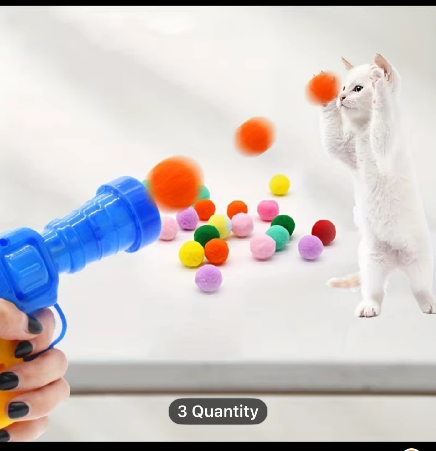 Cat Toy Pom Pom Launcher & 100 Balls