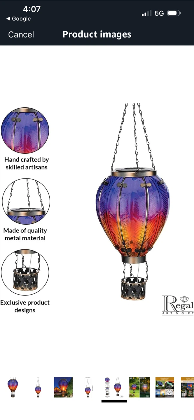 New Regal Art & Gift Hot Air Balloon Solar Lantern - photo 5