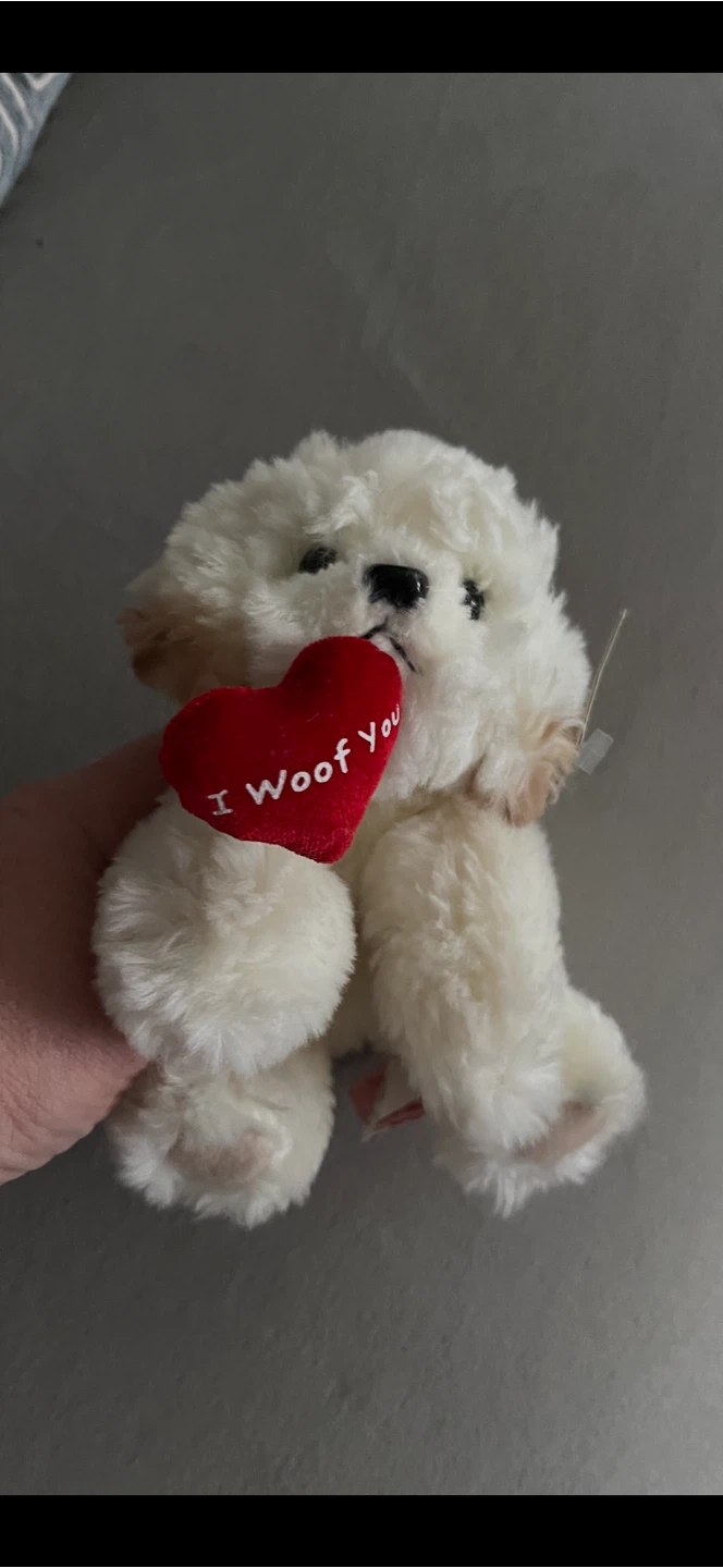 New Russ plush dog with heart