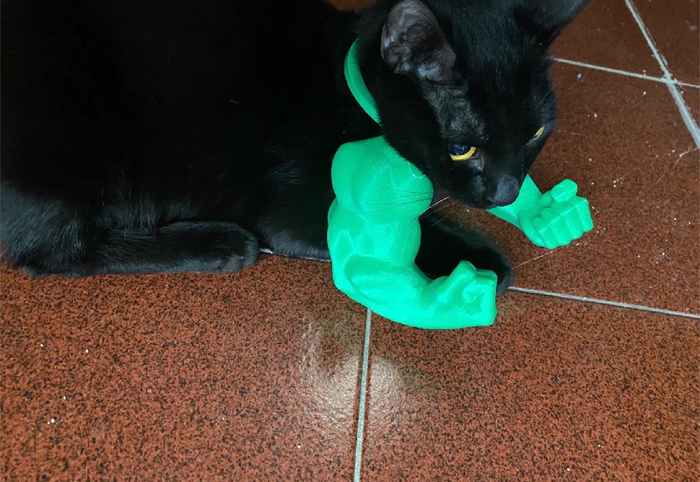 Green Muscular Arms Cat Collar Accessory