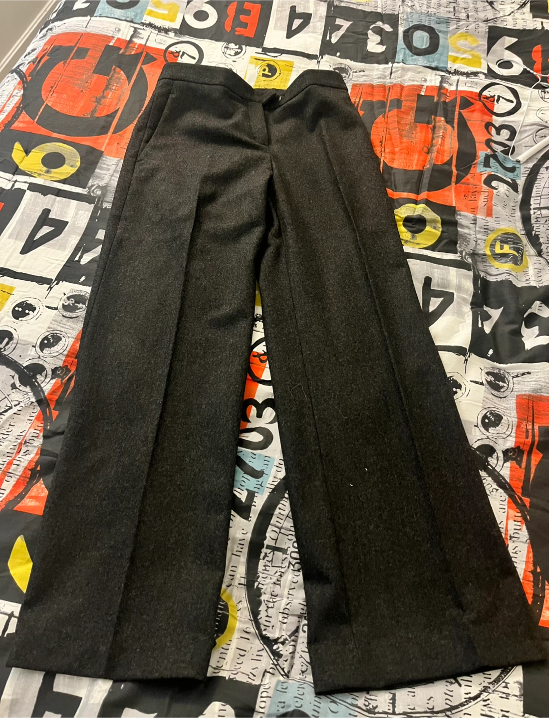 Michael Kors Collection Charcoal Wool Blend Wide Leg Pants