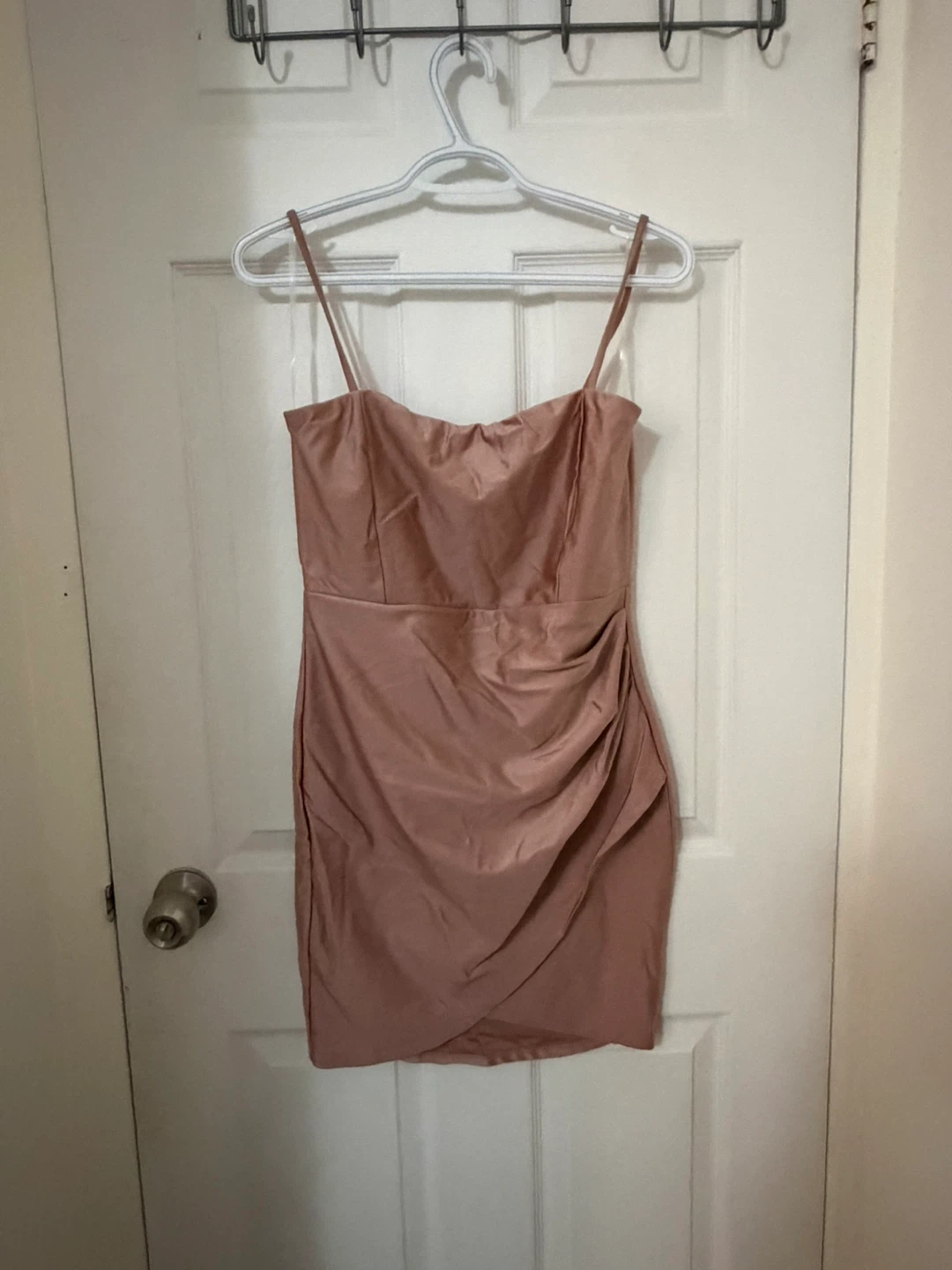 Rose gold Spaghetti Strap Ruched Dress