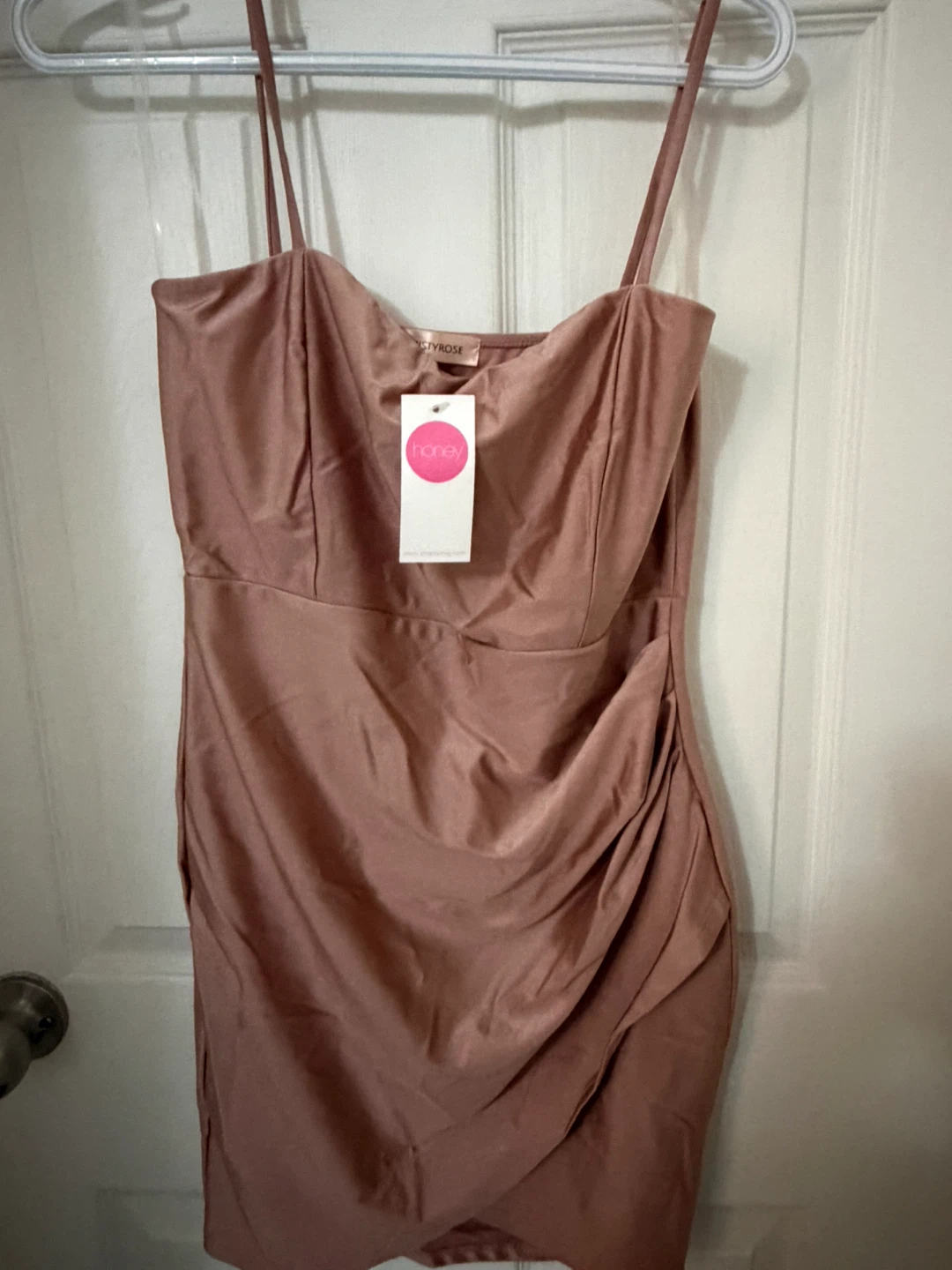 Rose gold Spaghetti Strap Ruched Dress - photo 4