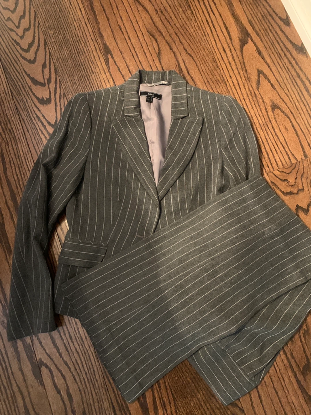 MNG Grey Pinstripe Suit Jacket and Pants - photo 2