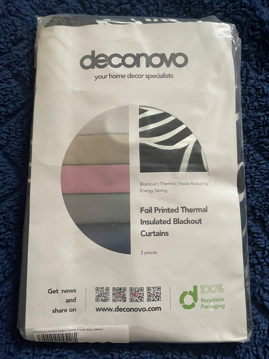 Black/Silver Foil Printed Thermal Insulated Blackout Curtains 🏆 - photo 2