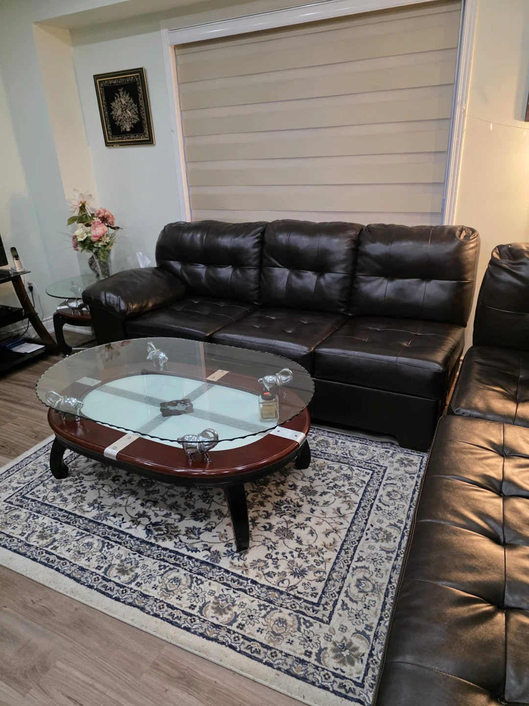 Dark Brown Faux Leather 3-Seater Sofa - photo 3