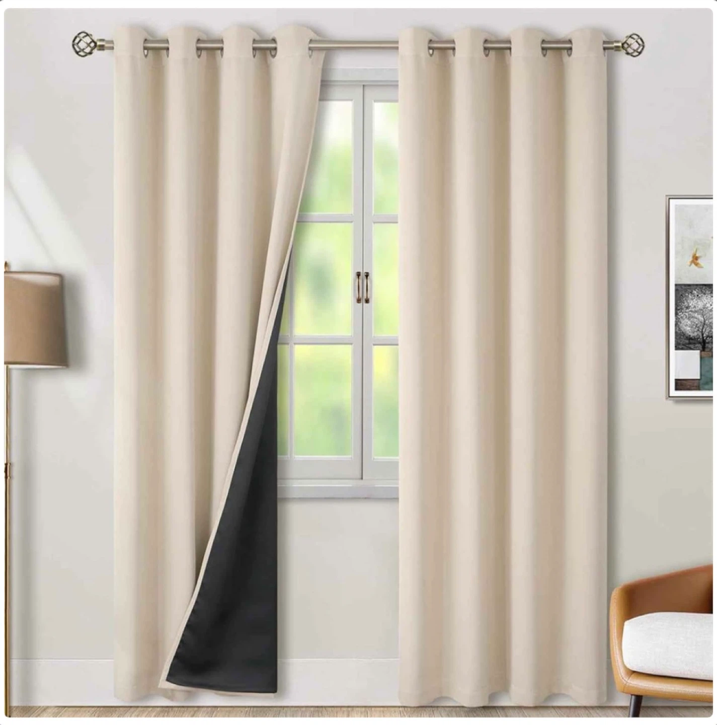 2-panel Thermal Insulated 100% Blackout Curtain Panel🏆
