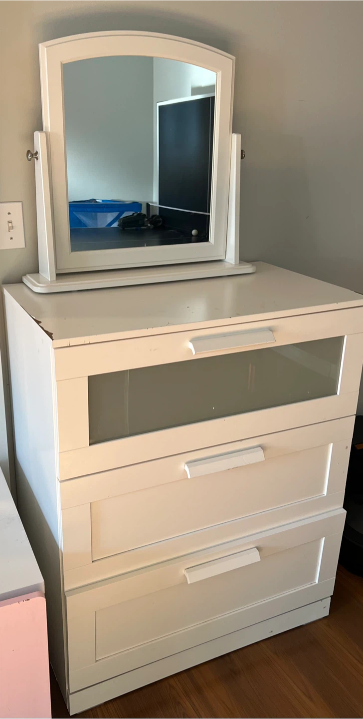 White Dresser with Mirror