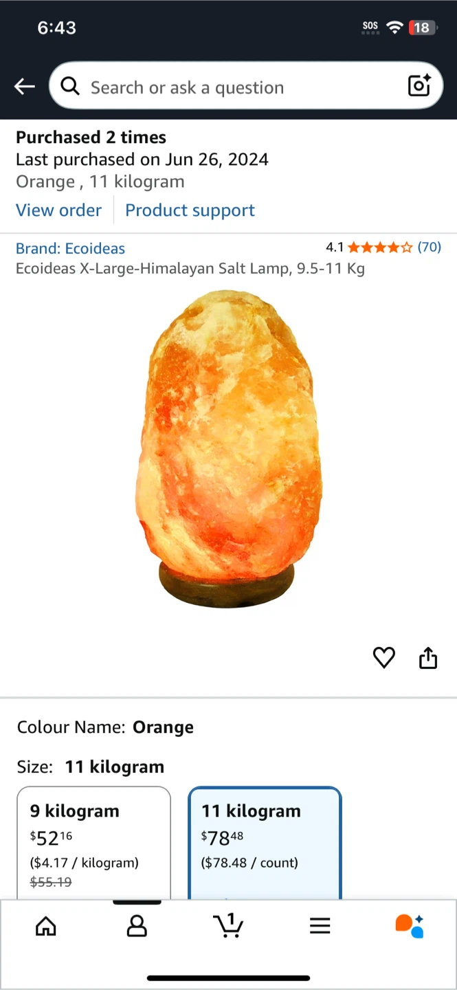 2 Ecoideas Himalayan Salt Lamps - Orange, 11 kg