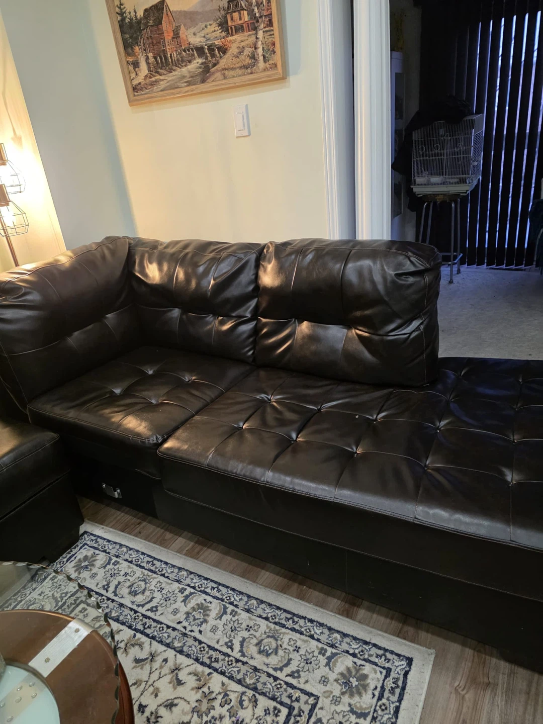 Dark Brown Faux Leather 3-Seater Sofa - photo 4