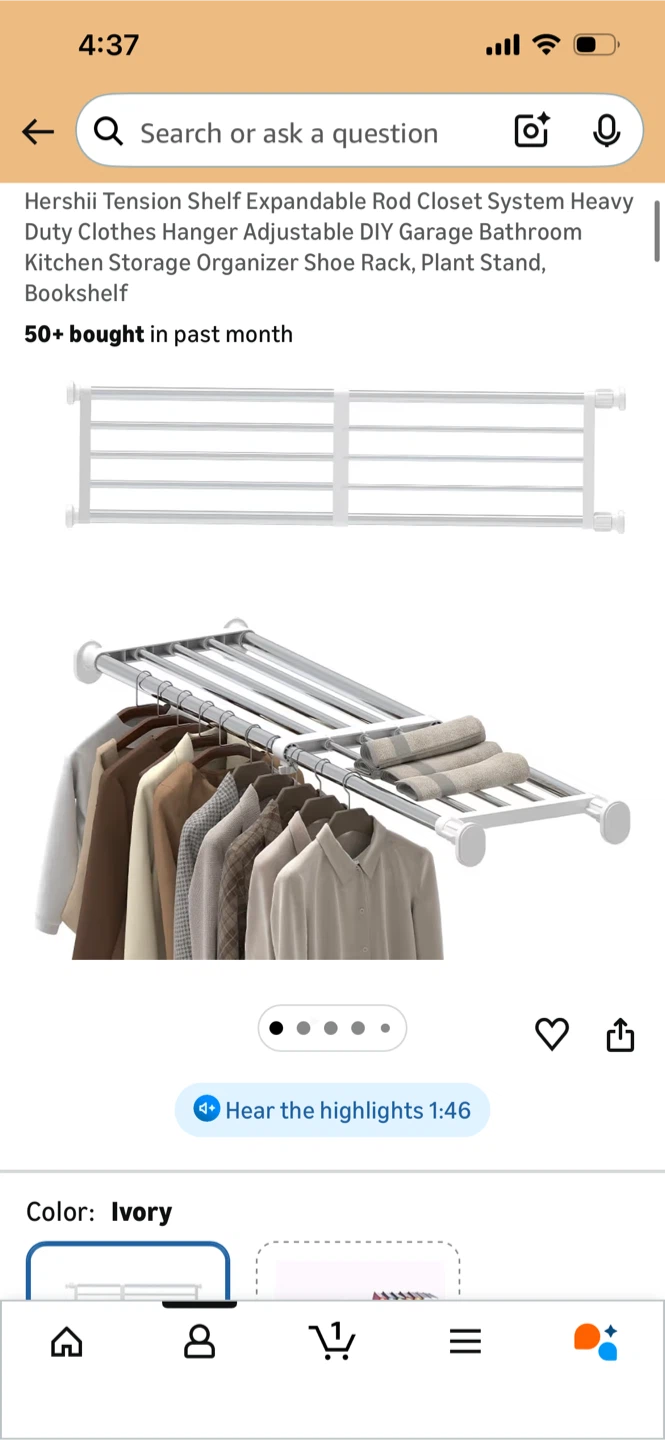 Tension Shelf Expandable Rod Storage Organizer