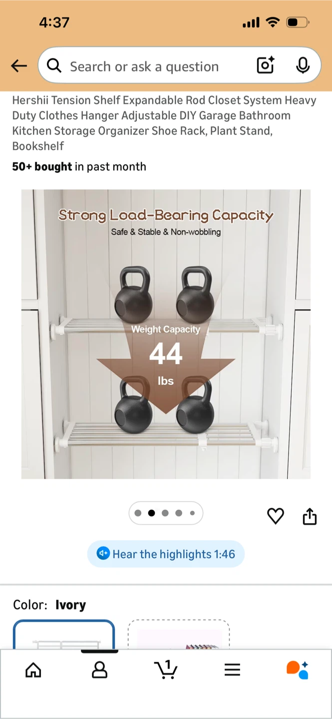 Tension Shelf Expandable Rod Storage Organizer - photo 3