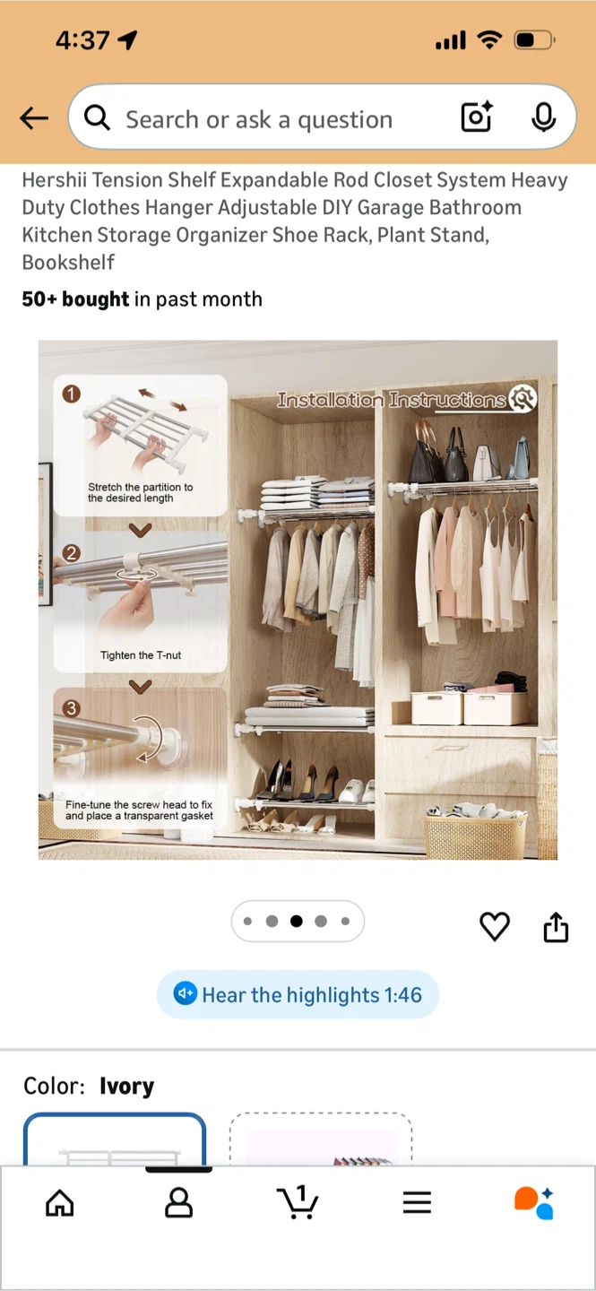 Tension Shelf Expandable Rod Storage Organizer - photo 5