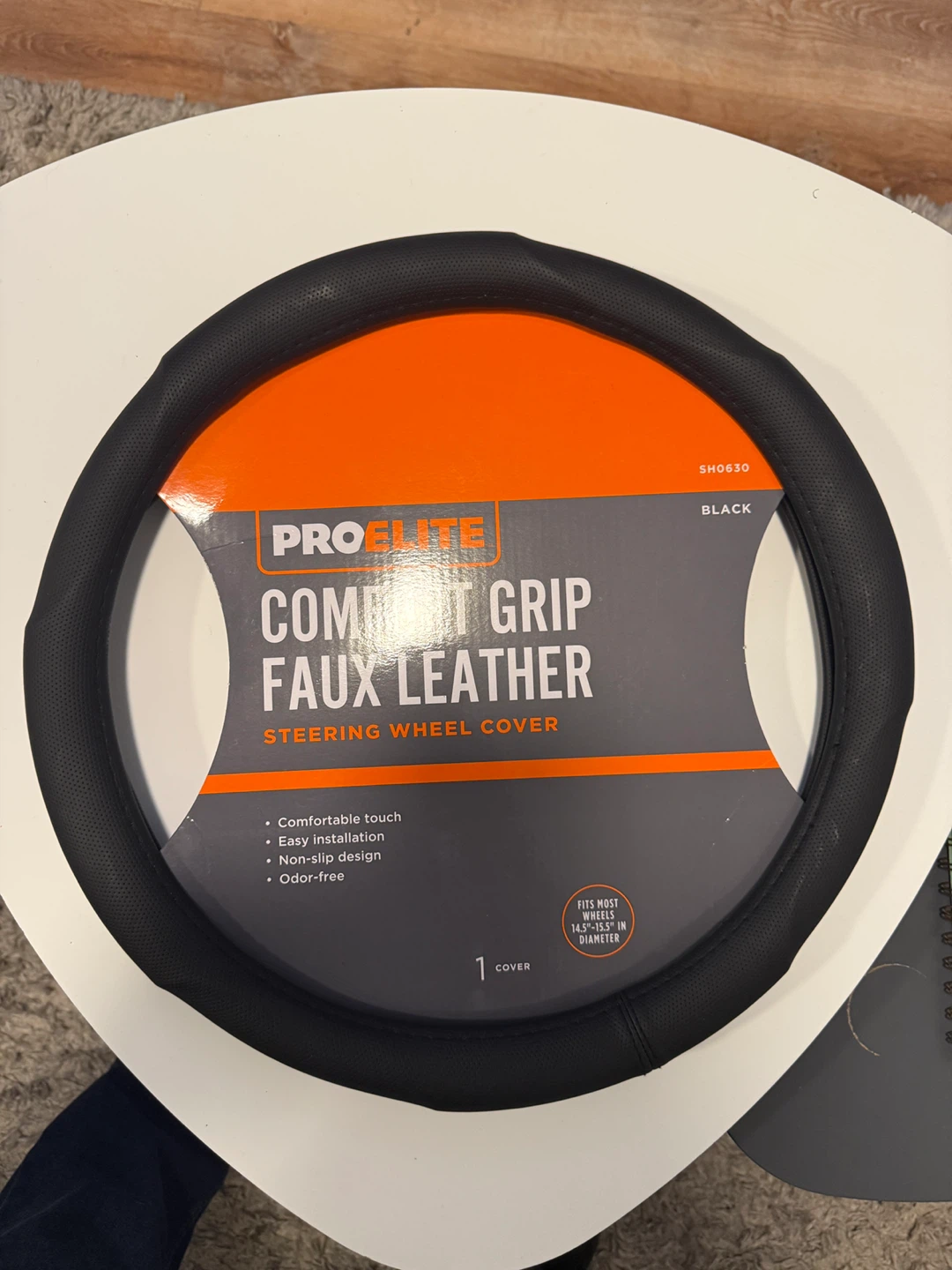 ProElite Comfort Grip Faux Leather Steering Wheel Cover - Black