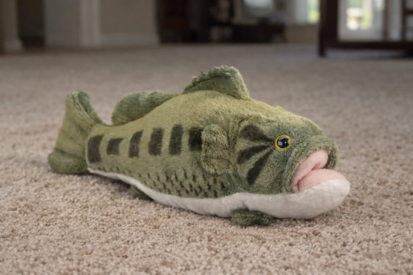 Green Bass Fish Plush Toy